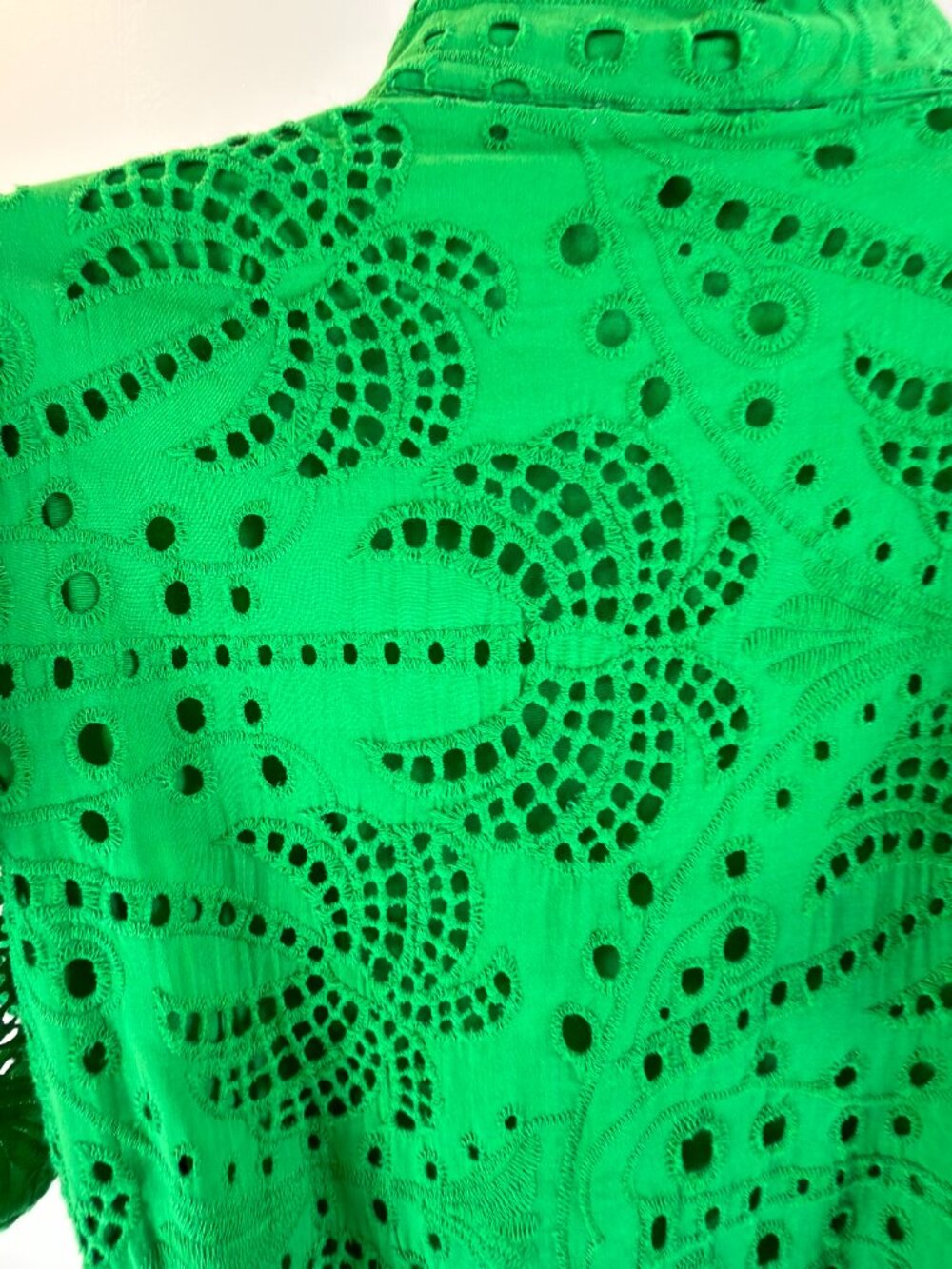 Ciebon Anthropologie Green Eyelet Lace Palm Midi Dress Size Large - Picture 11 of 15